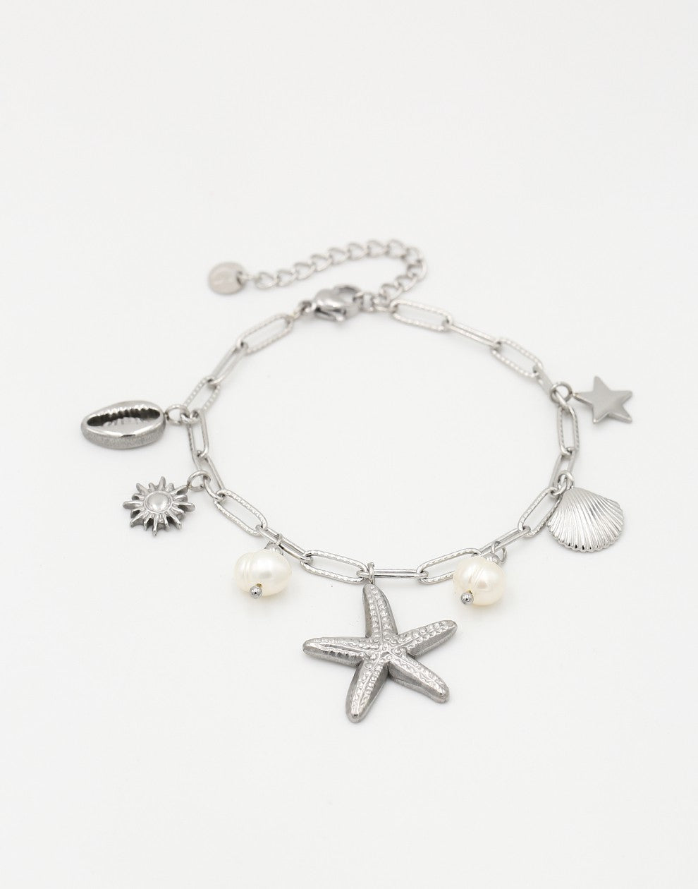 Bedelarmband zeester zilverkleurig