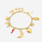 Schakelarmband multibedels goudkleurig