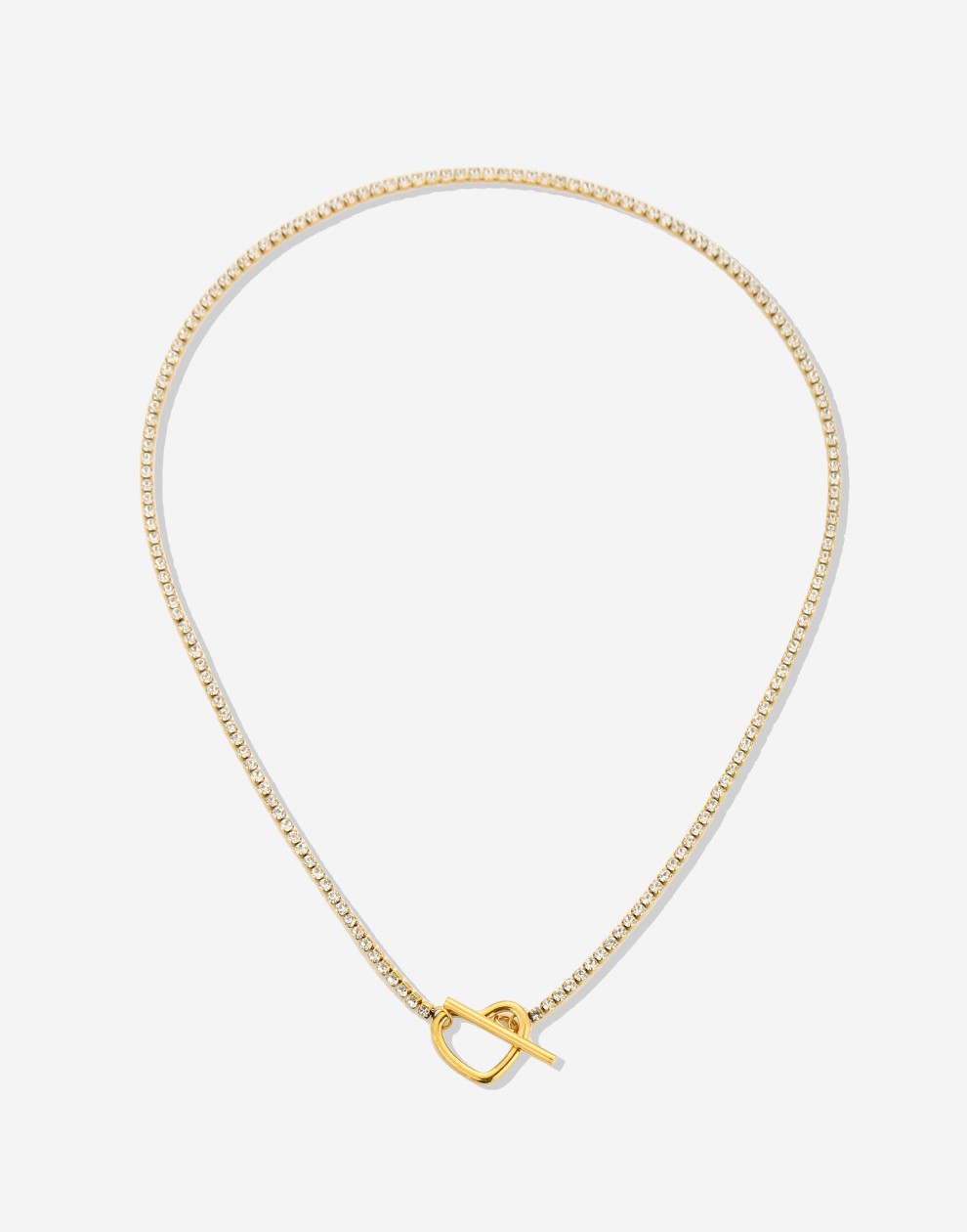 tennis ketting met hart slot goudkleurig