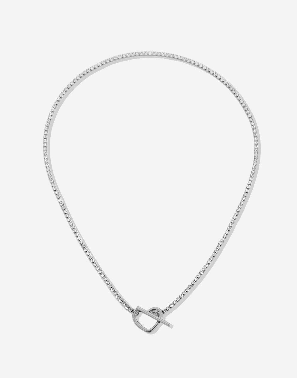 tennis ketting met hart slot zilverkleurig