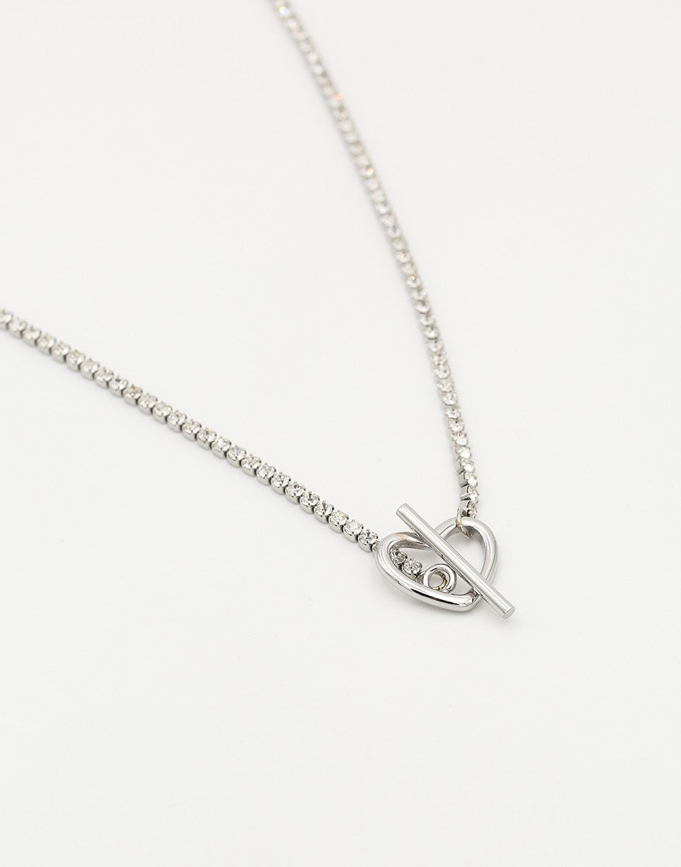 tennis ketting met hart slot zilverkleurig