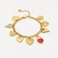 Bedelarmband multi hartjes goudkleurig