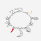 Schakelarmband multibedels zilverkleurig