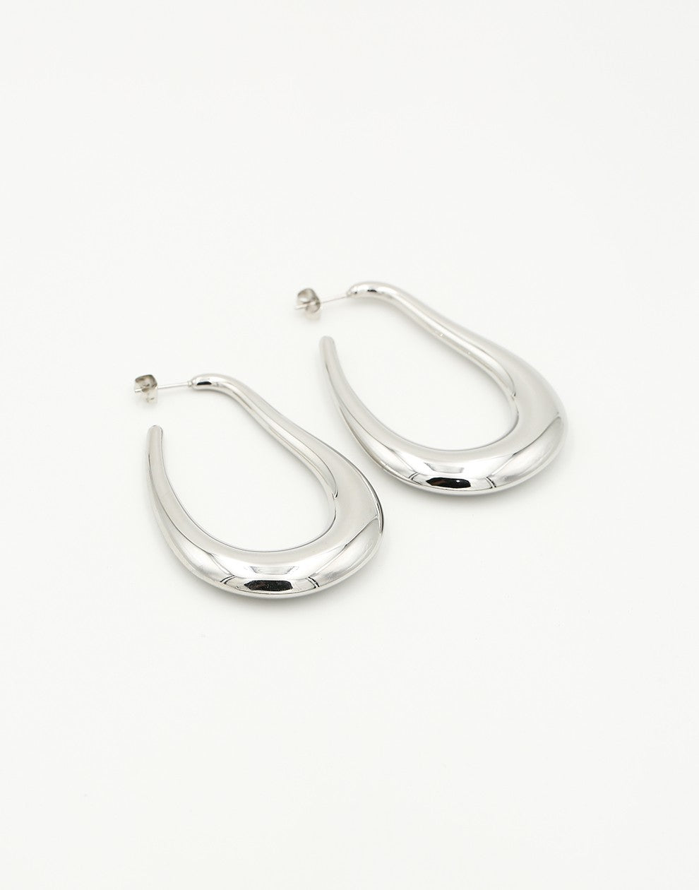 asymmetrical hoop earrings silver-colored
