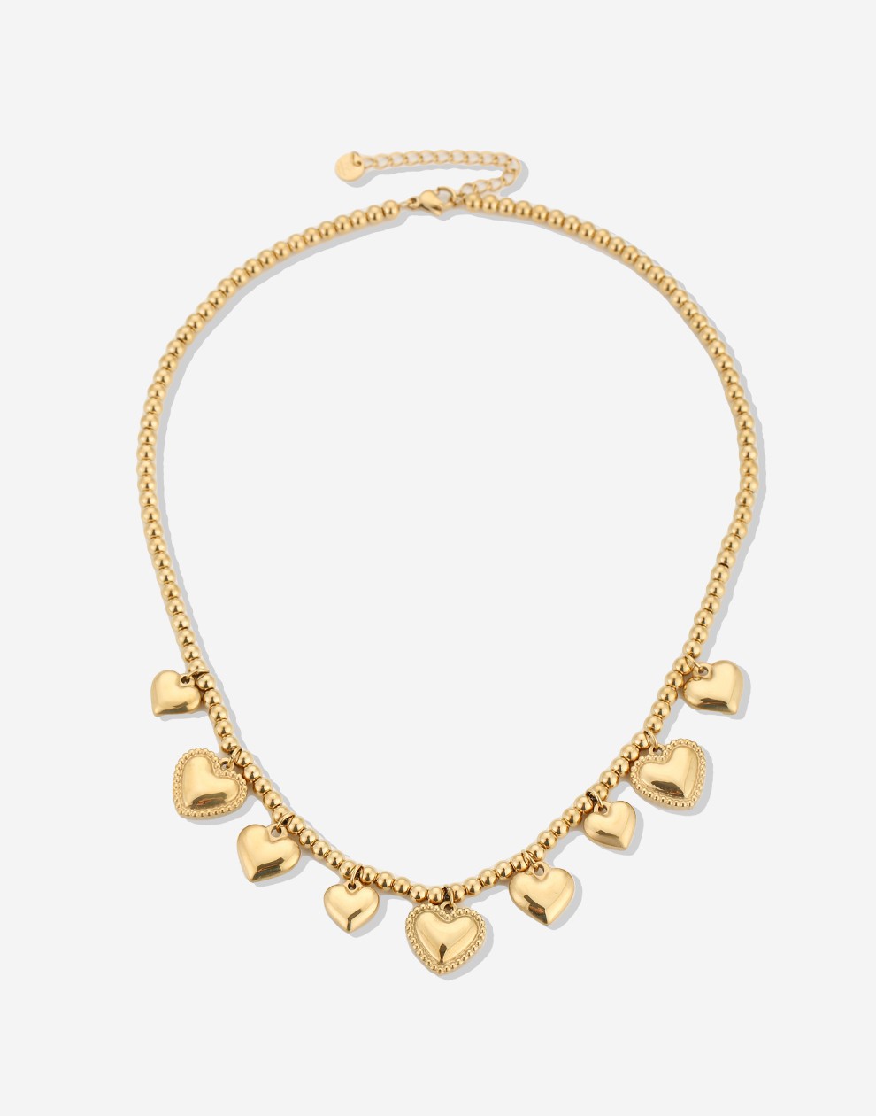 bolletjes ketting bali hartjes goudkleurig