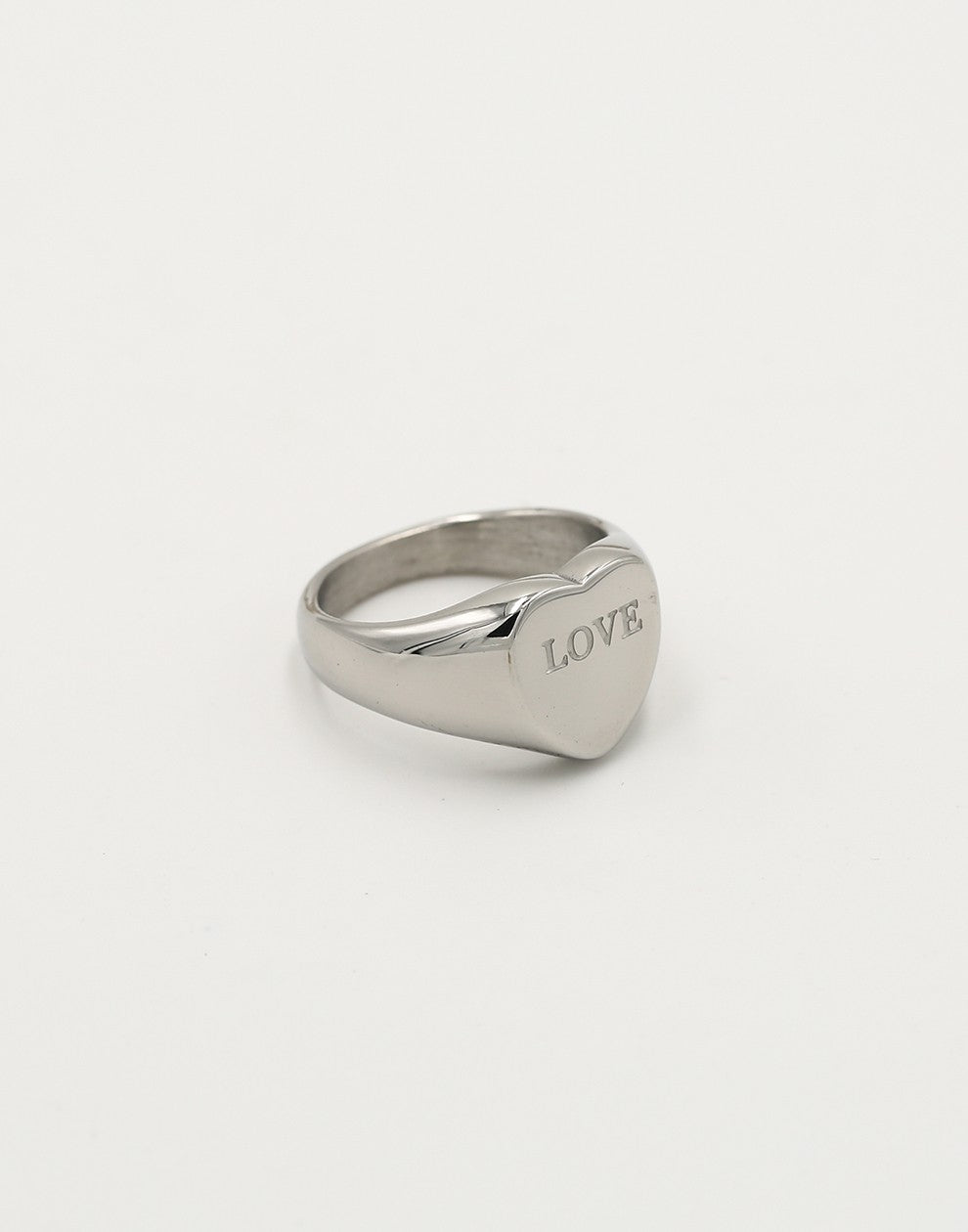 Zegelring hart love zilverkleurig