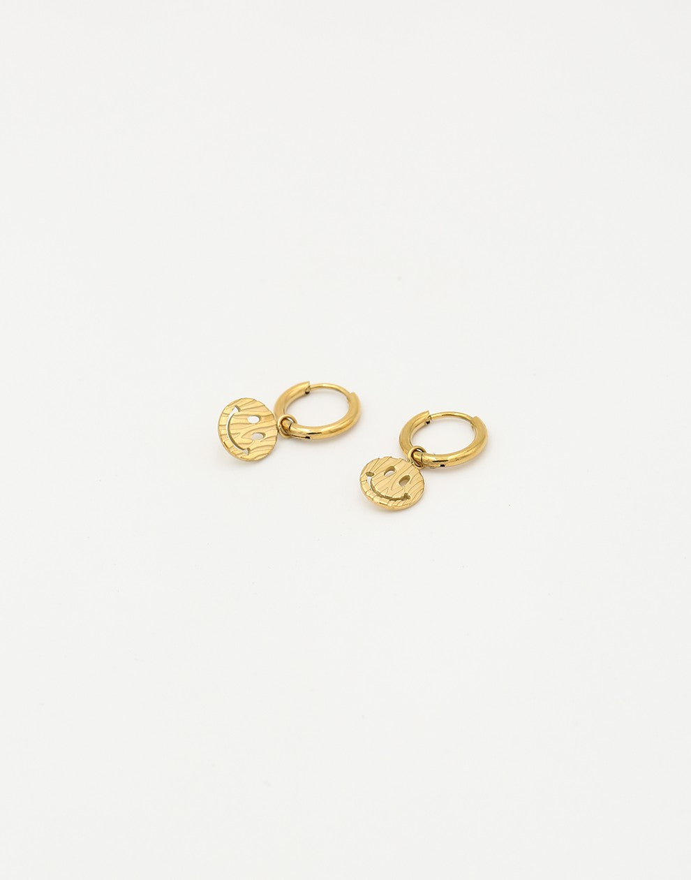 oorringen smiley met print goudkleurig