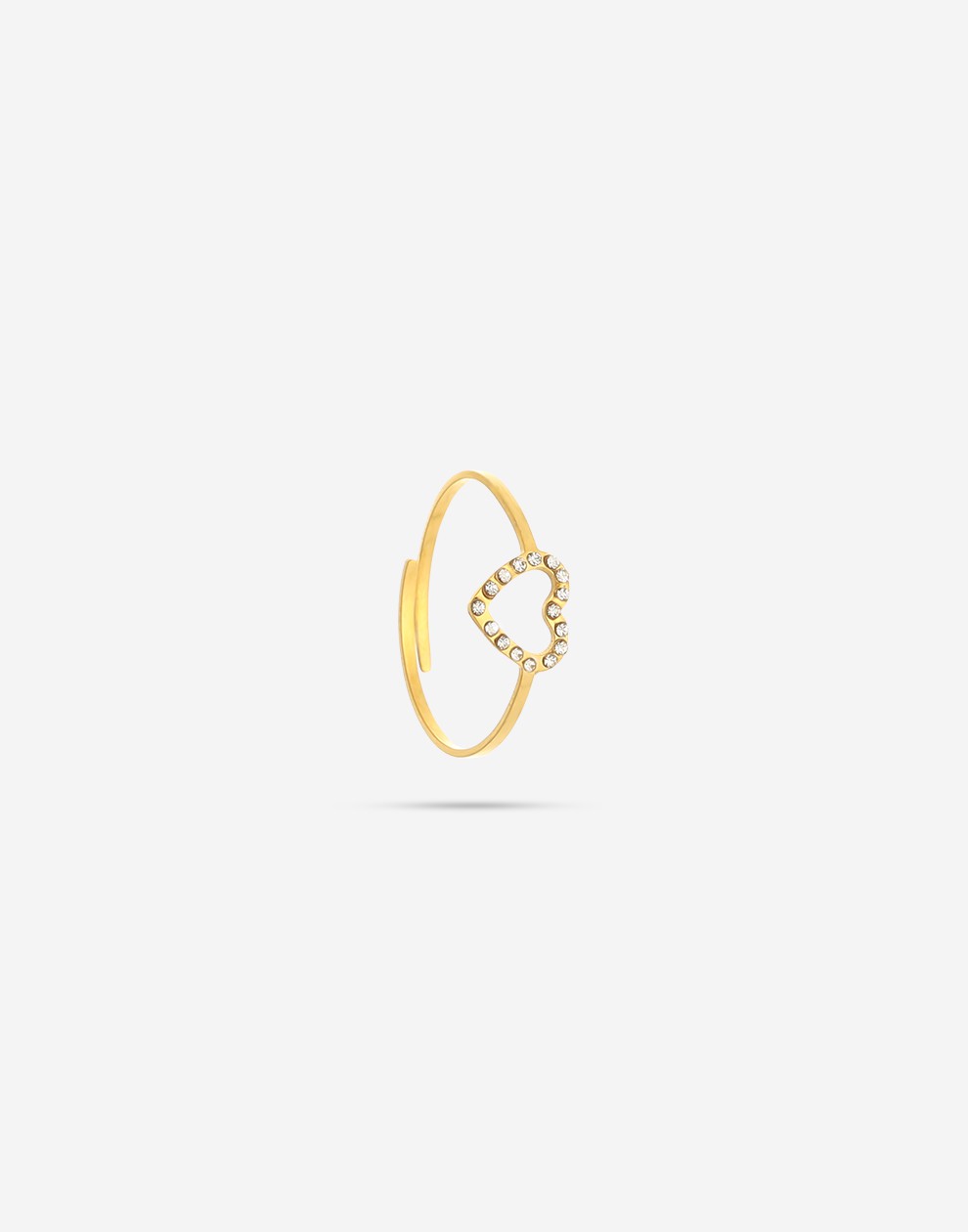 ring hartje strass goudkleurig