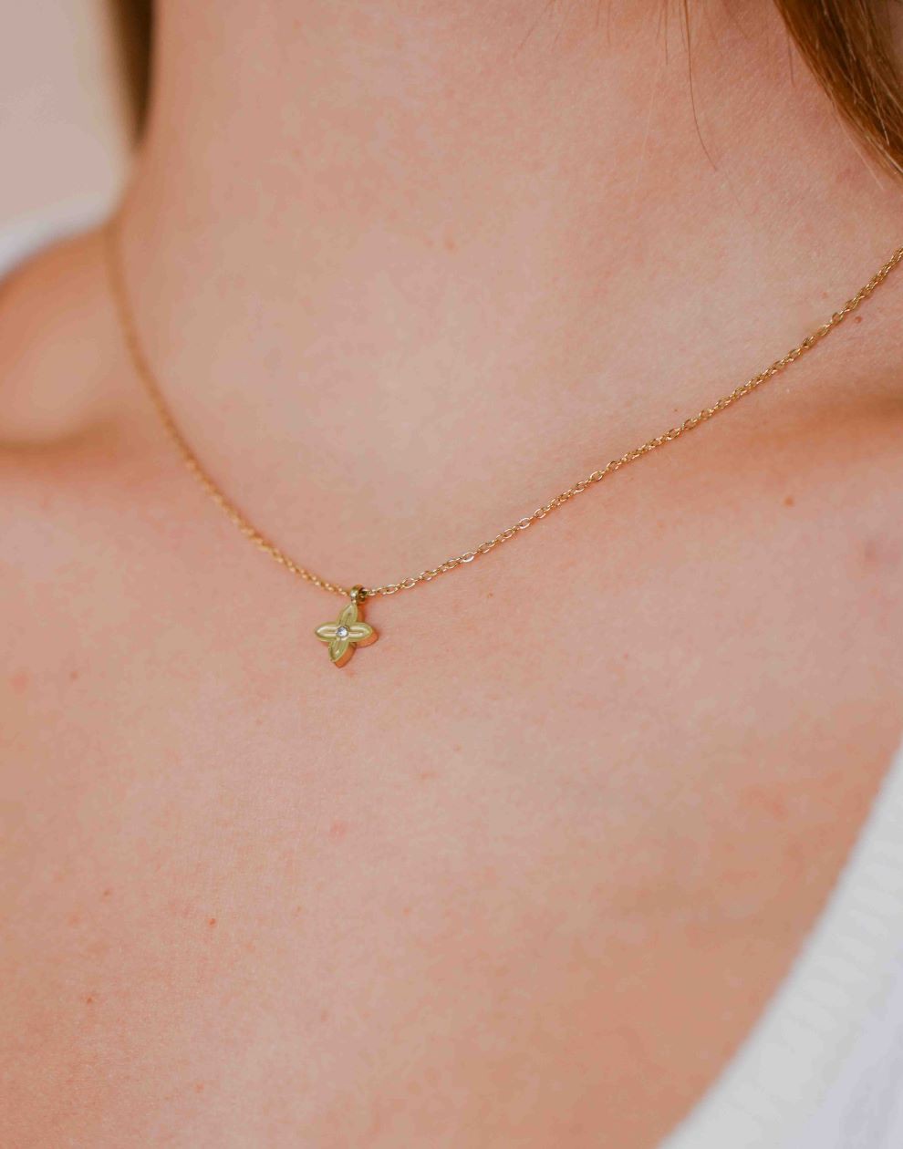 Ketting klaver met steentje