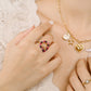 Ring heart beads fuchsia