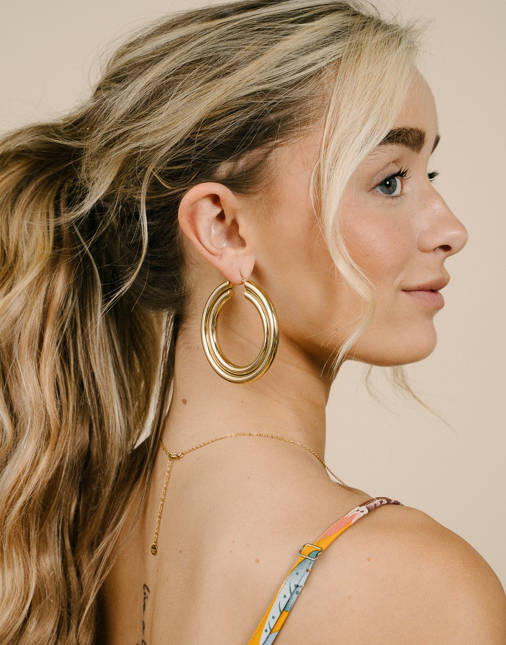dubbele chunky hoops 6cm goudkleurig
