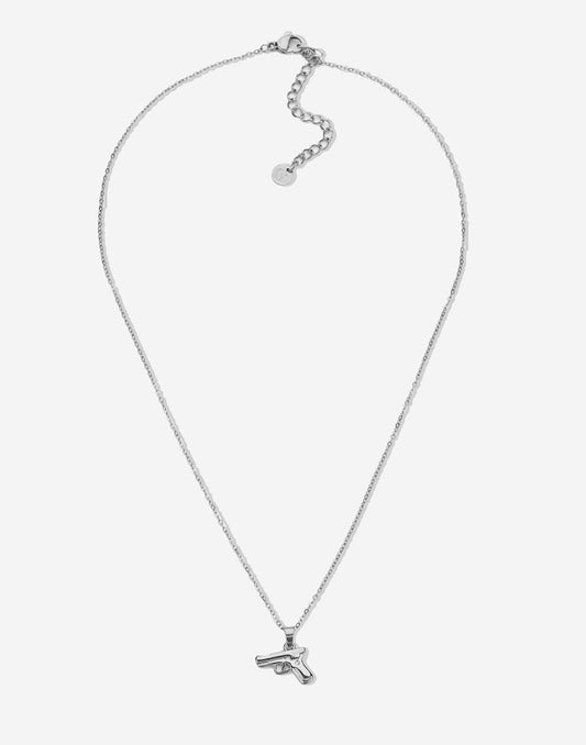 Gun necklace zilverkleurig