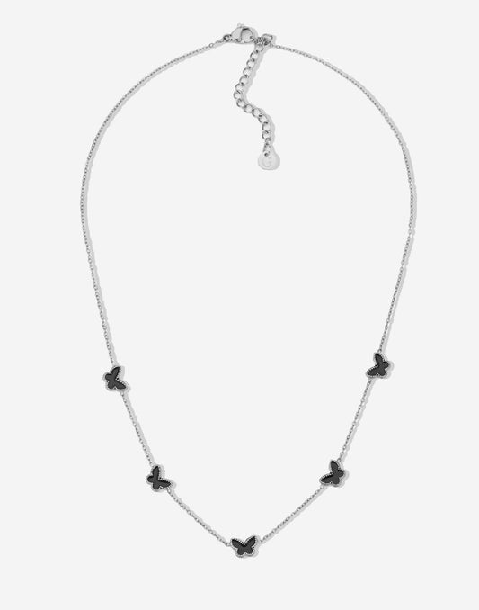 Ketting vlinders zwart zilverkleurig