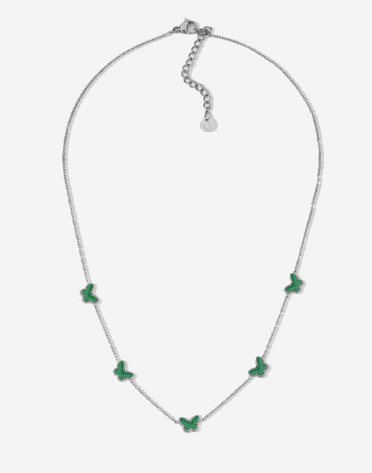 Ketting vlinders groen zilverkleurig