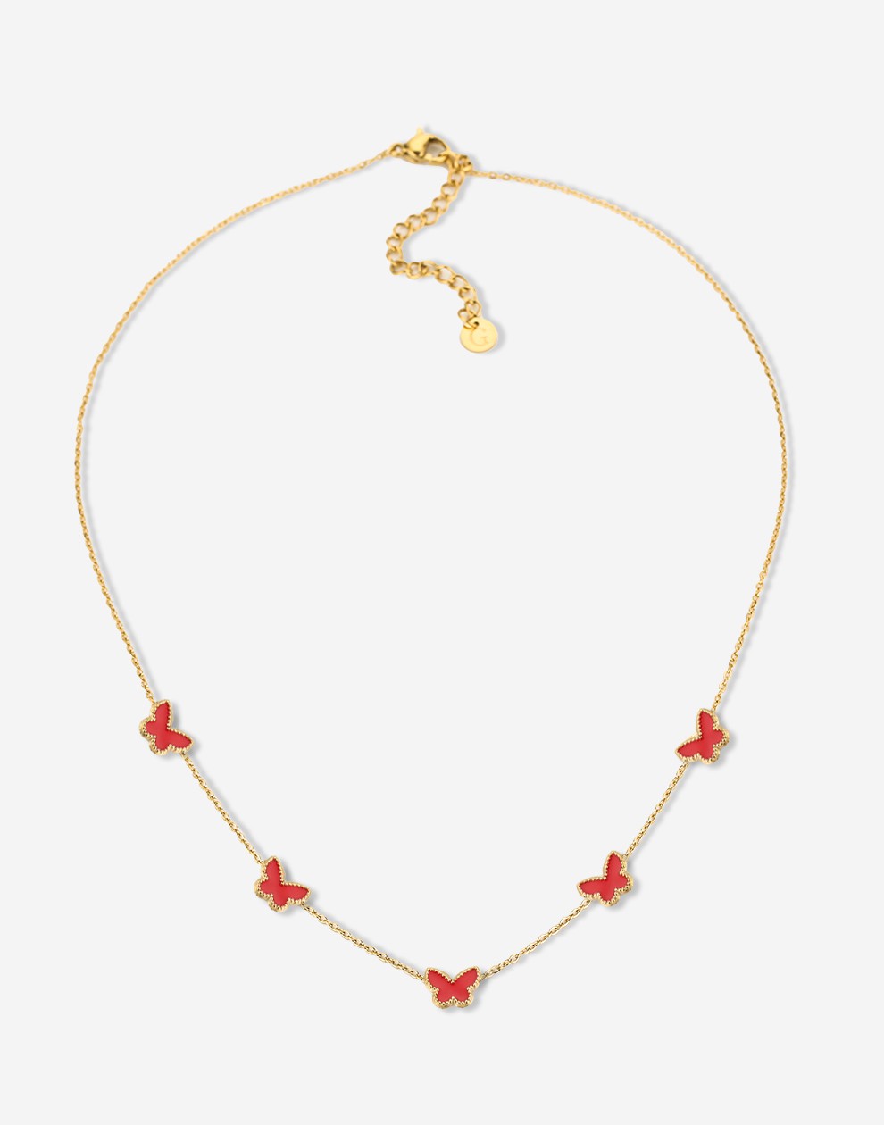 Ketting vlinders rood goudkleurig