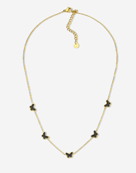 Ketting vlinders zwart goudkleurig
