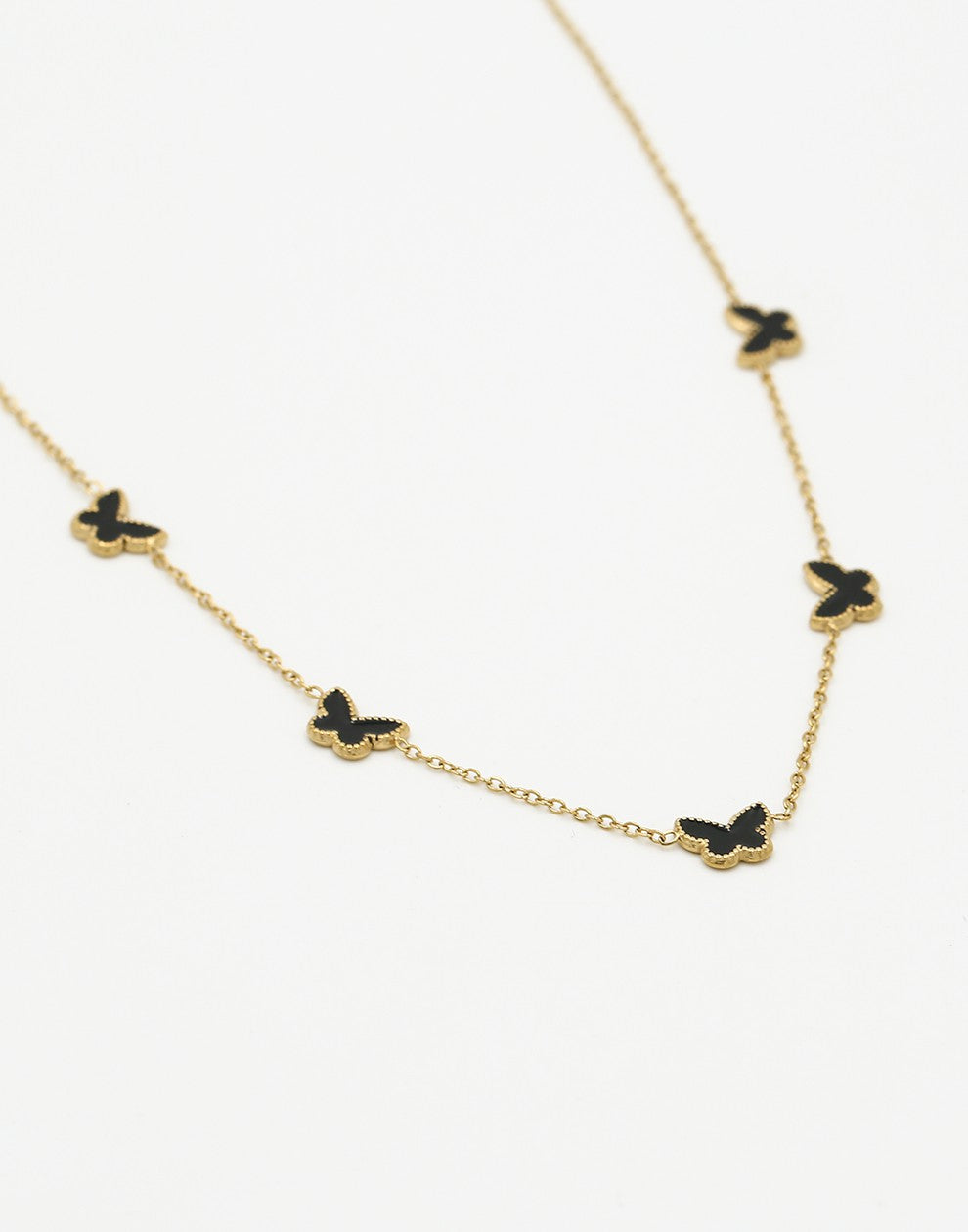 Necklace butterflies black gold colored