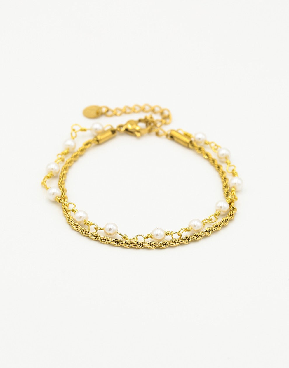 armband dubbel met parels