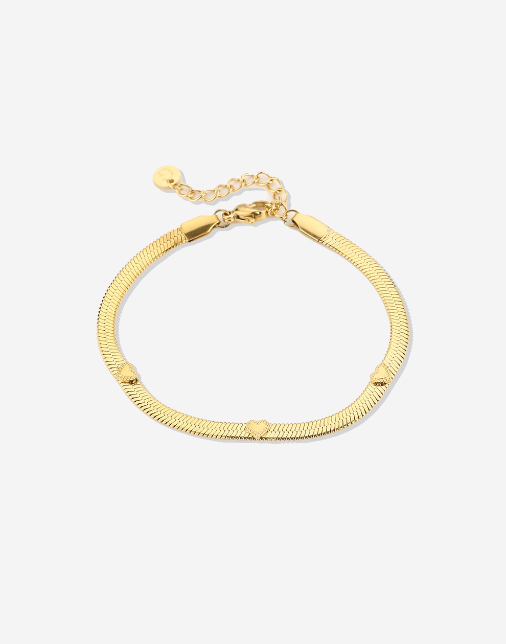 flat chain armband hartjes goudkleurig