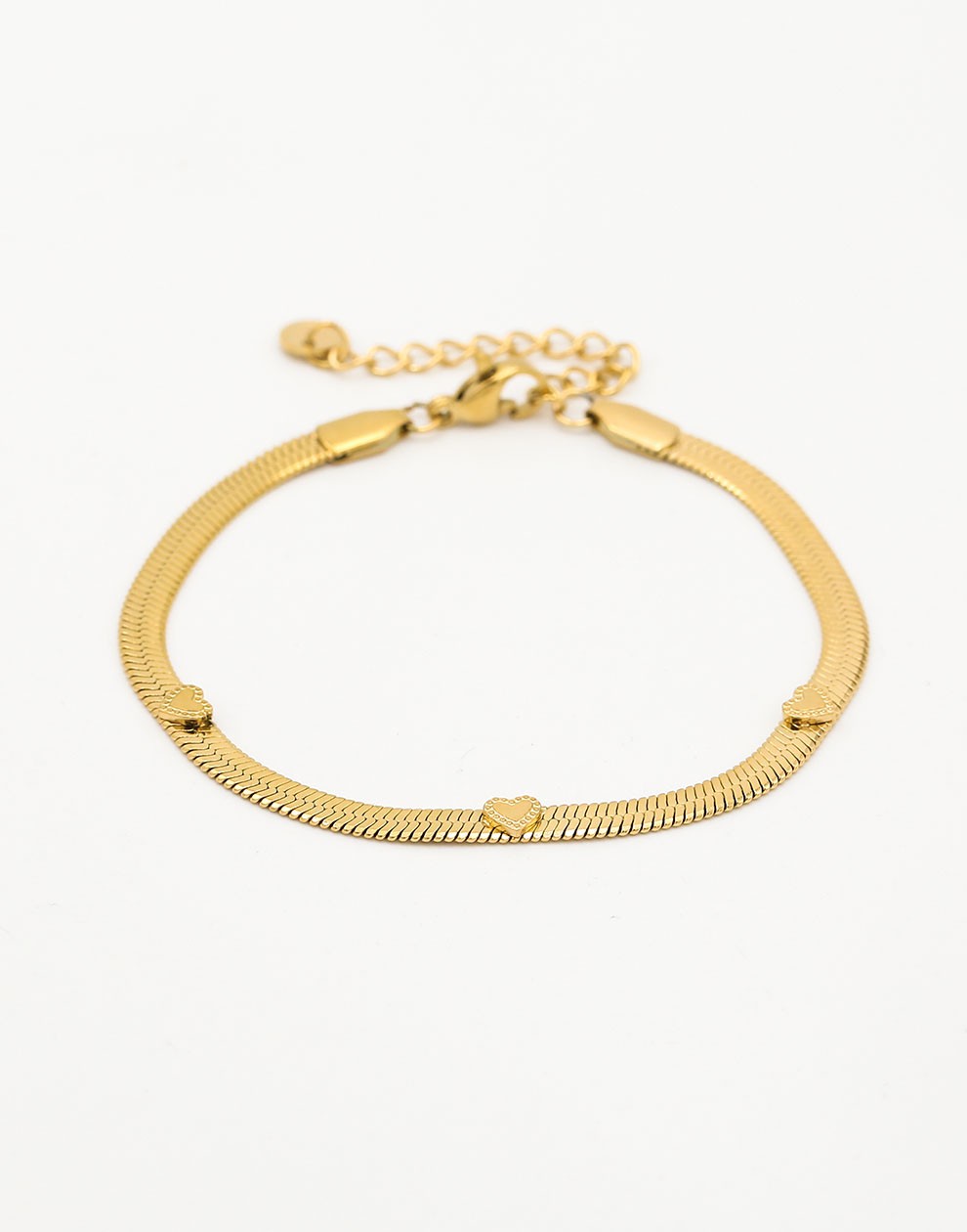flat chain armband hartjes goudkleurig