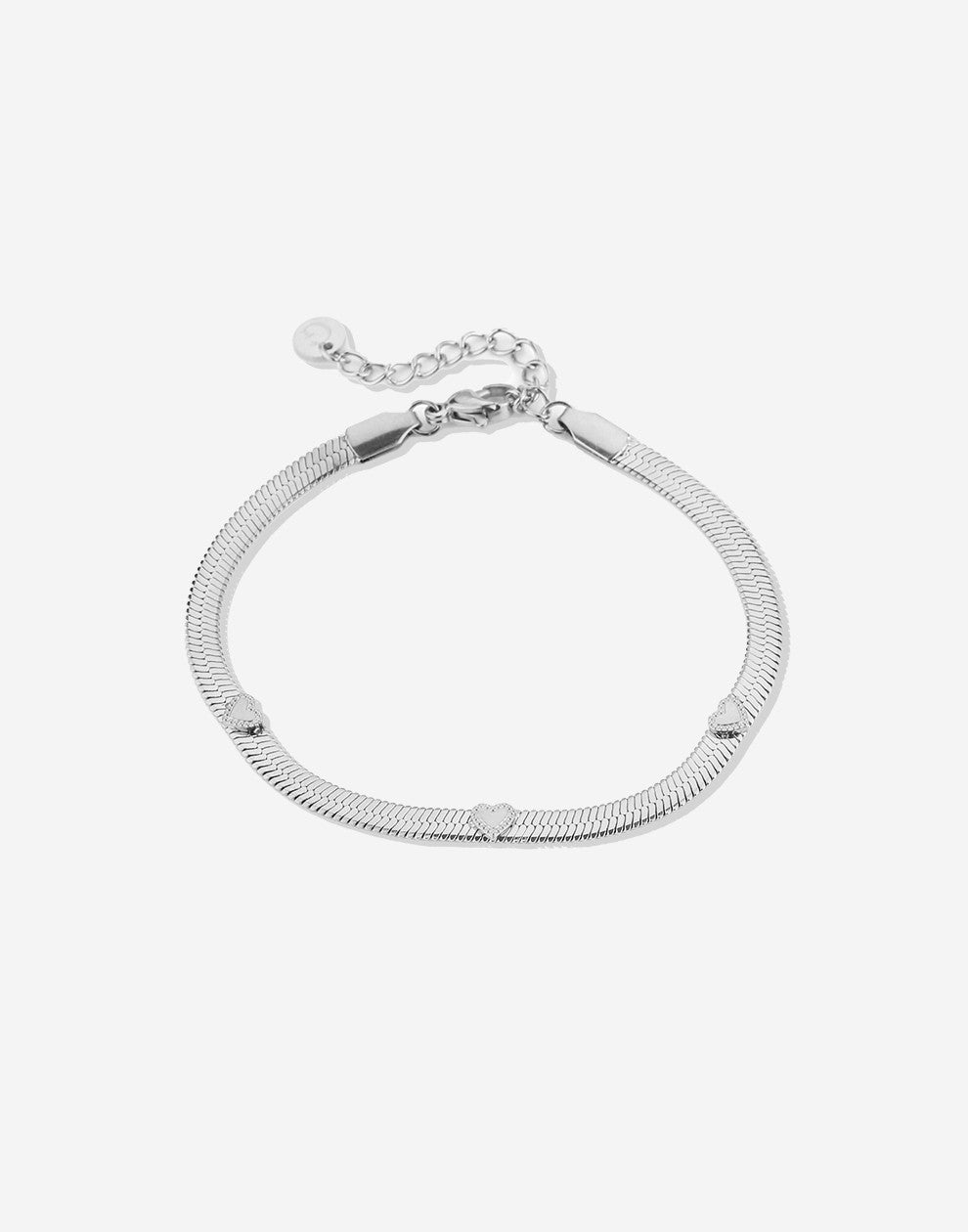 flat chain armband hartjes zilverkleurig