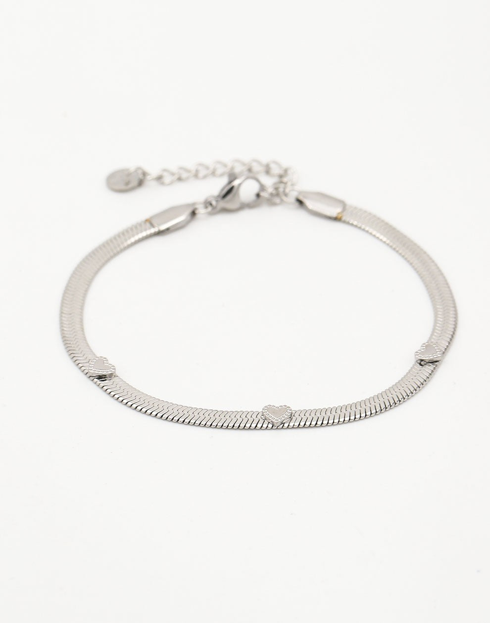 flat chain armband hartjes zilverkleurig