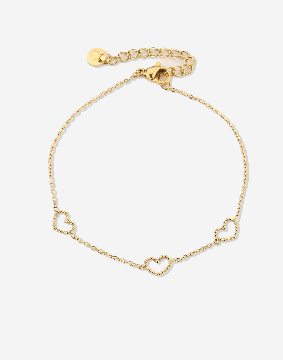 open hartjes armband goudkleurig