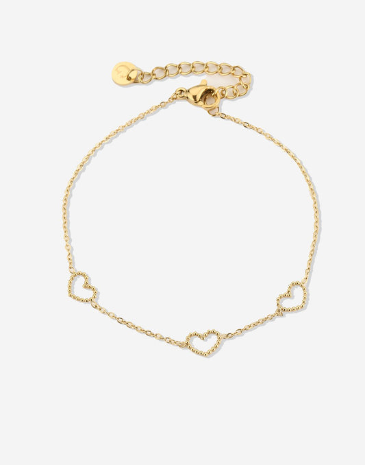 open hartjes armband goudkleurig