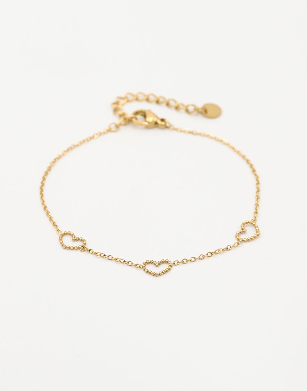 open hartjes armband goudkleurig