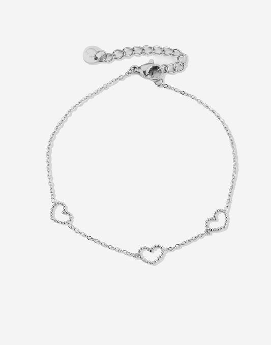 open hartjes armband zilverkleurig