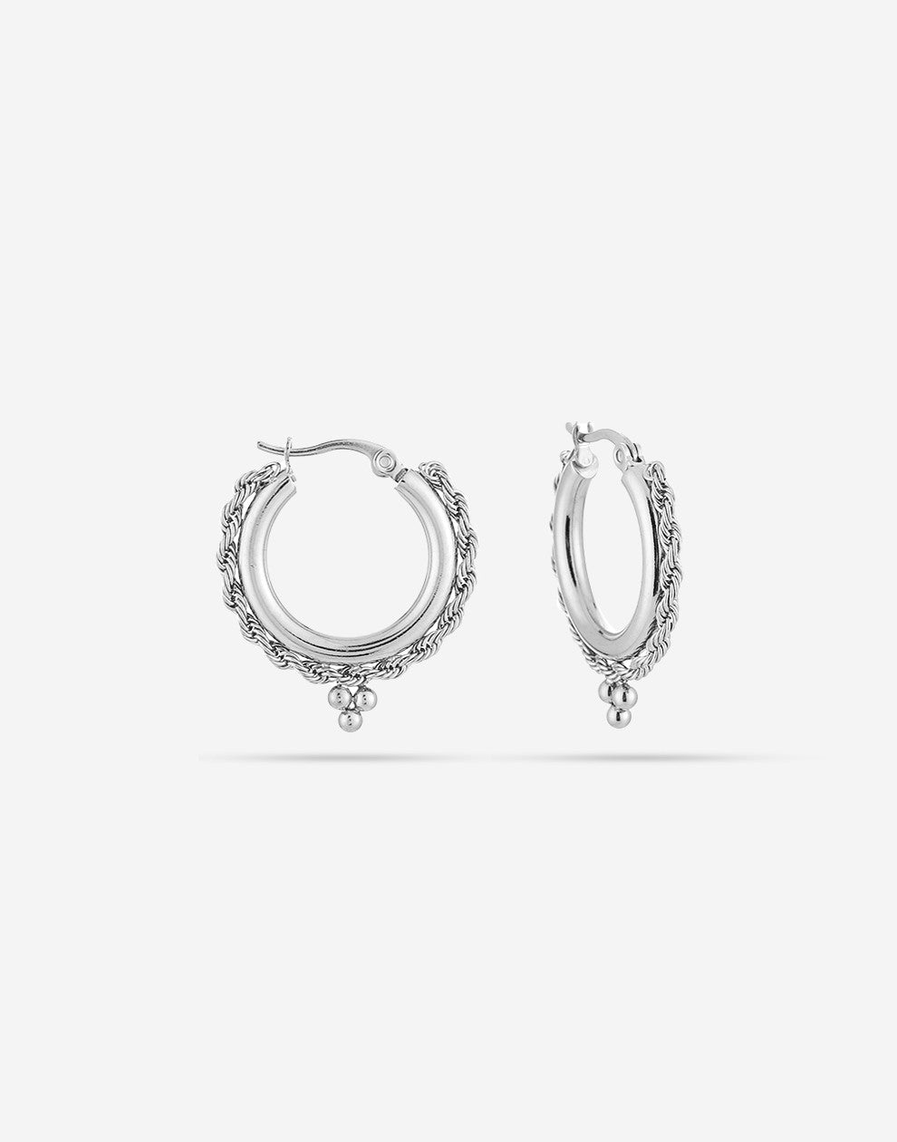 Hoops bali tribal 15mm zilverkleurig