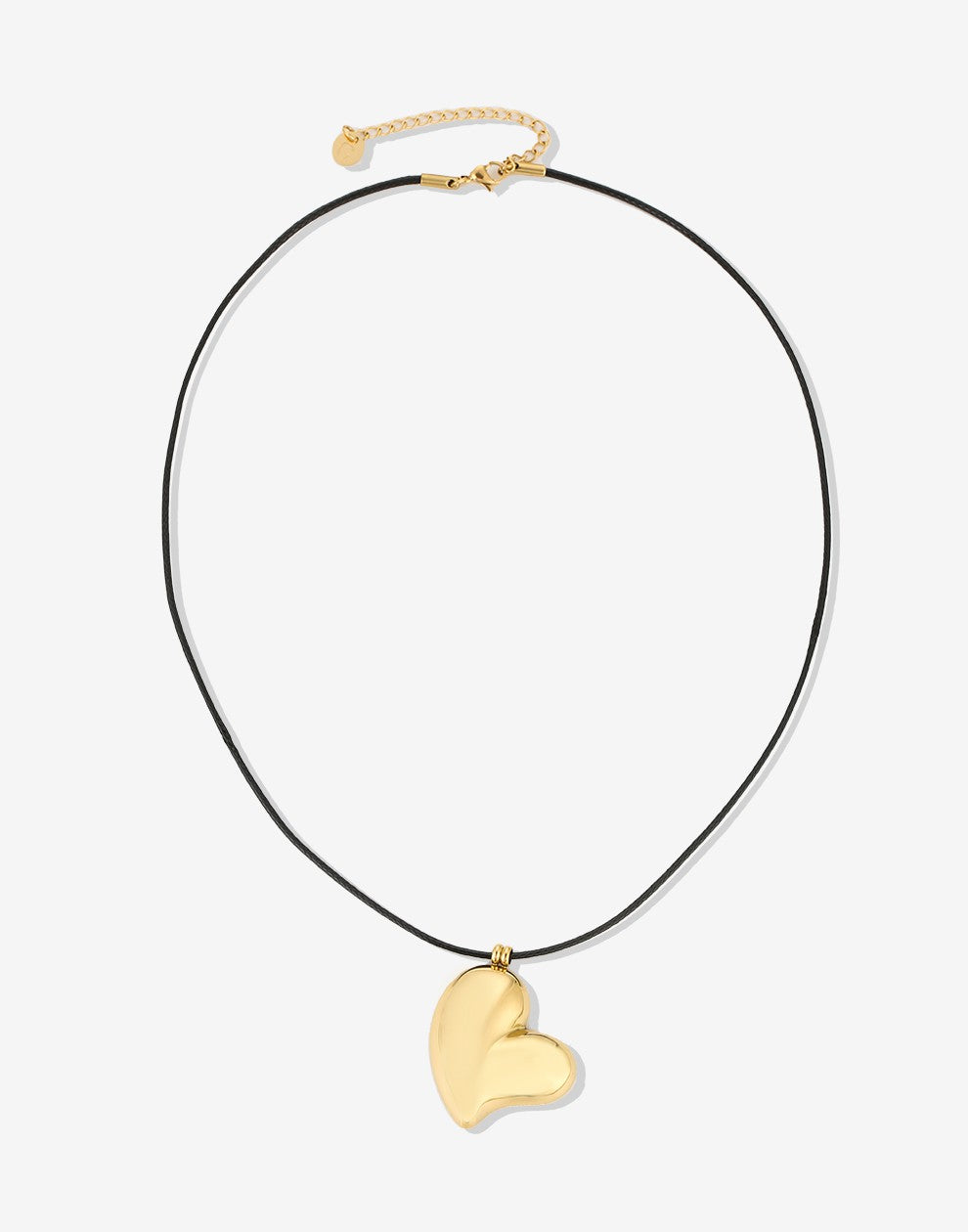zwarte koord ketting hart goudkleurig