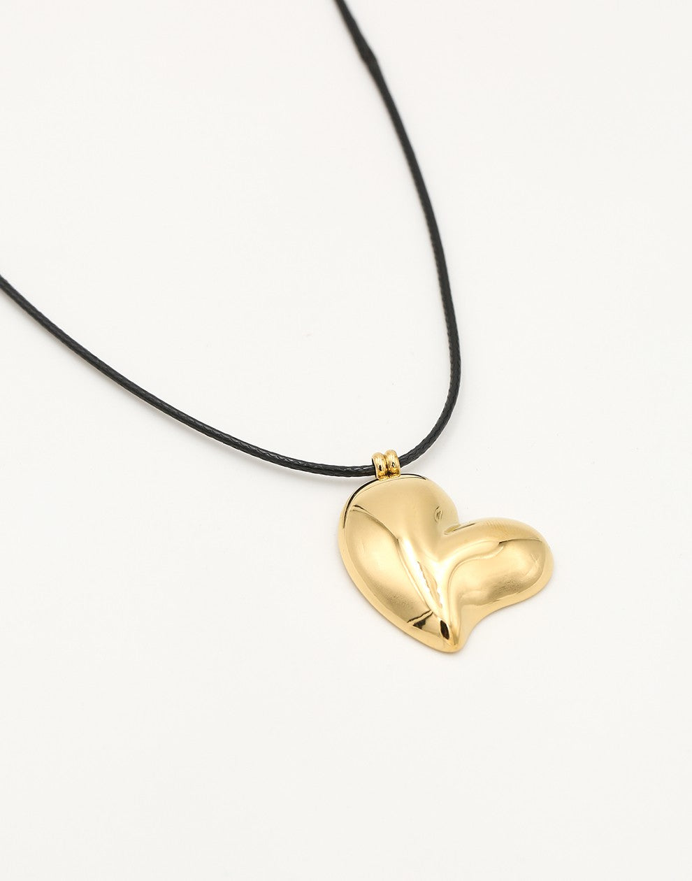 zwarte koord ketting hart goudkleurig