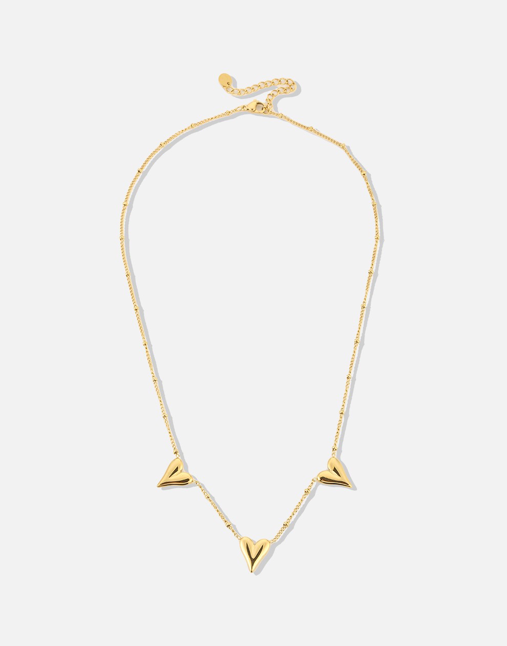 ketting drie vintage hartjes goudkleurig