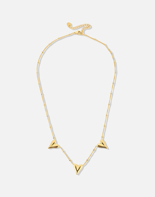 ketting drie vintage hartjes goudkleurig