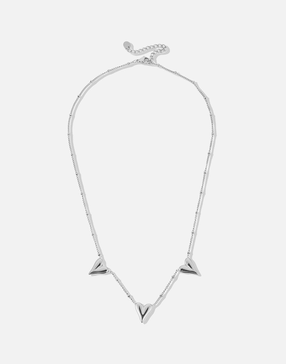 ketting drie vintage hartjes zilverkleurig