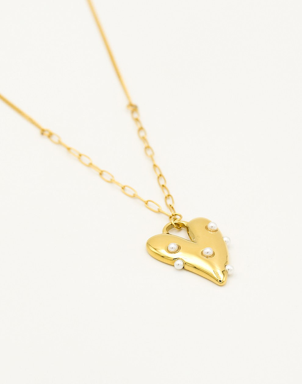ketting vintage hart met parels goudkleurig
