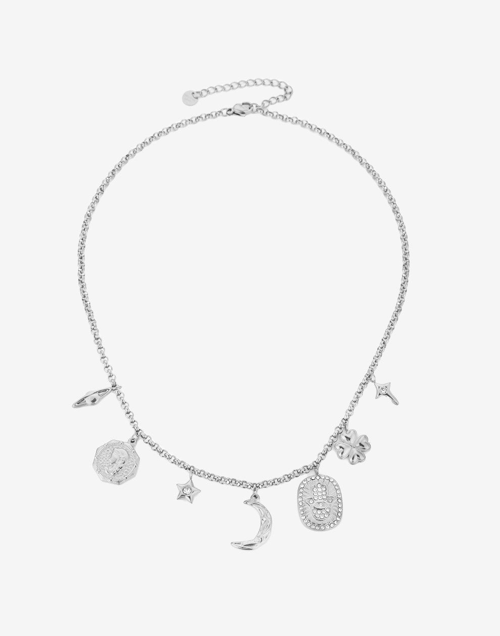 Bedel ketting maan space zilverkleurig