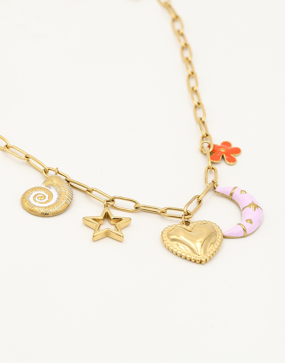 Bedel ketting maan love goudkleurig
