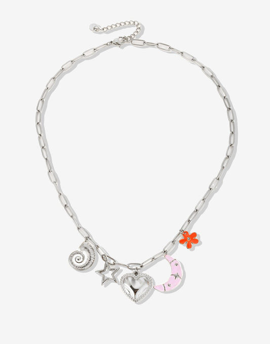 Bedel ketting maan love zilverkleurig