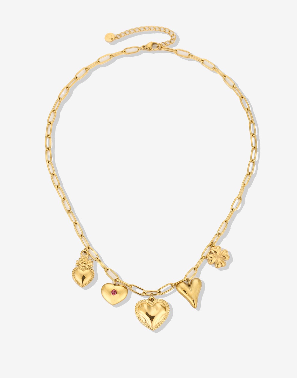 bedel ketting hartjes love goudkleurig