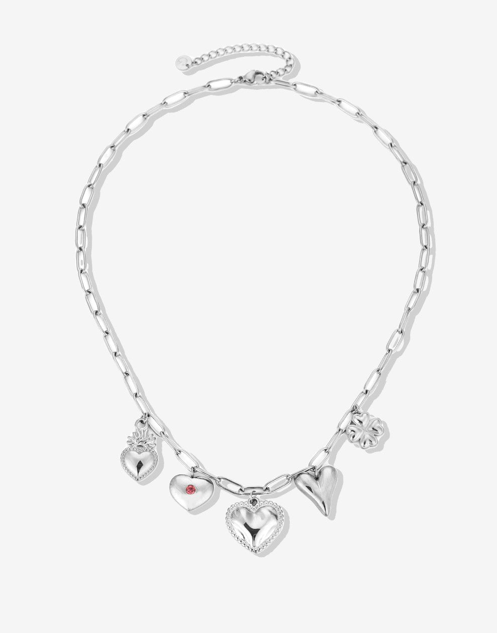 Bedel ketting hartjes love zilverkleurig