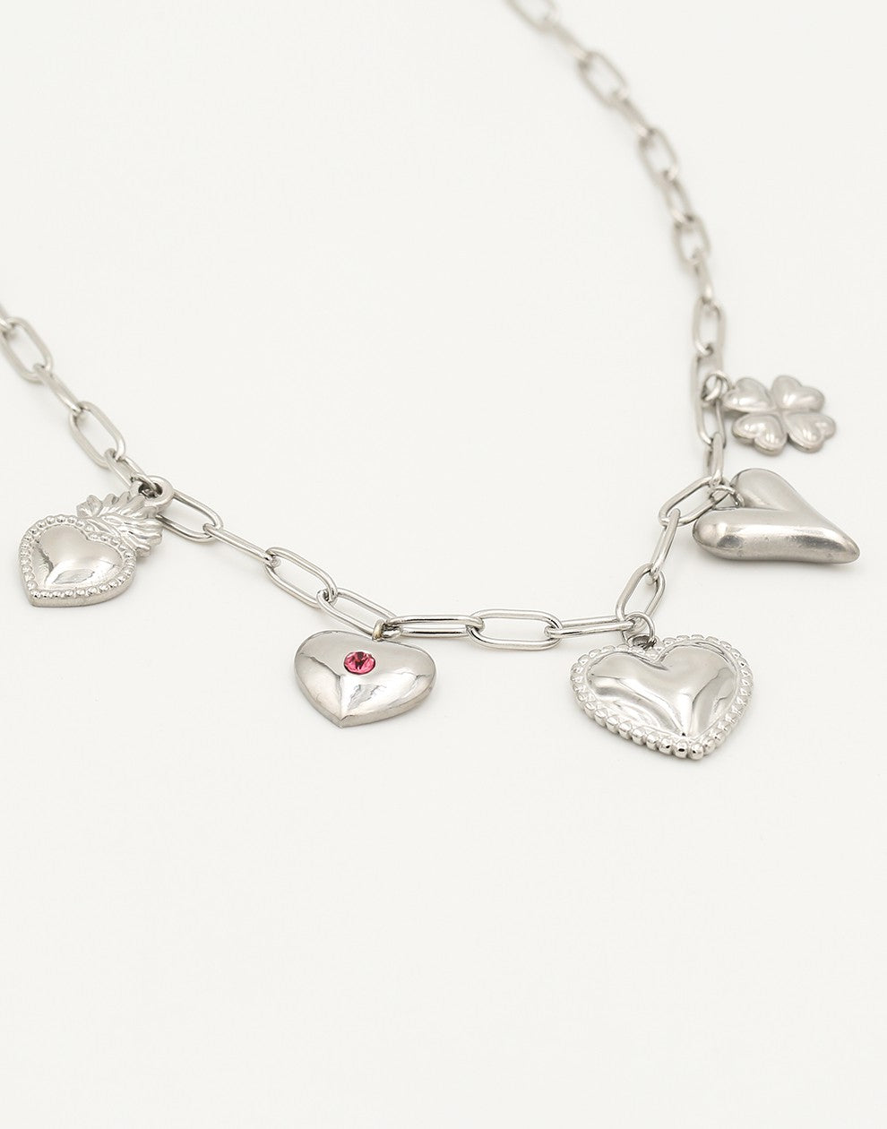 Bedel ketting hartjes love zilverkleurig