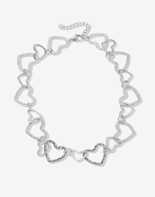 Hartjes ketting chunky zilverkleurig