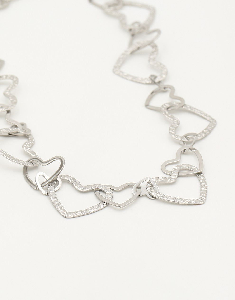 Hartjes ketting chunky zilverkleurig