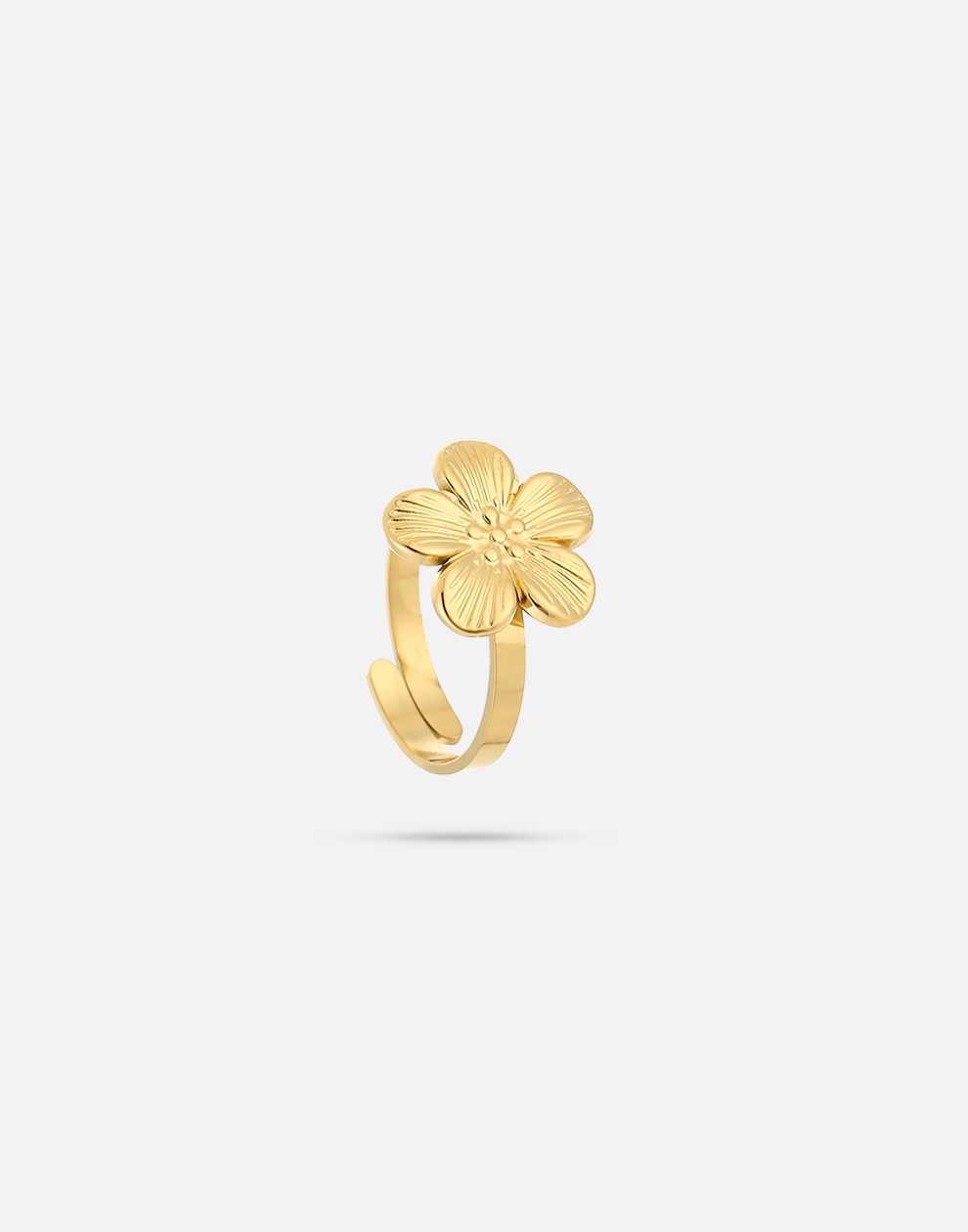 Ring grote bloem goudkleurig