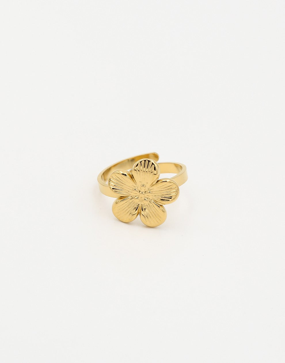 Ring grote bloem goudkleurig