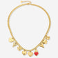 Bedelketting multi hartjes goudkleurig