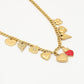 Bedelketting multi hartjes goudkleurig