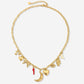 Schakelketting multi bedels goudkleurig